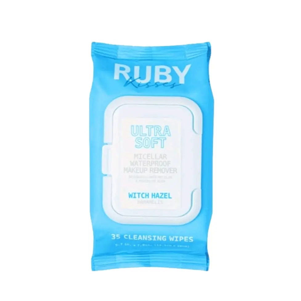 Ruby Kisses Ultra Soft Micellar Waterproof Makeup Remover Wipes with Witch Hazel 35 Cleansing Face Wipes