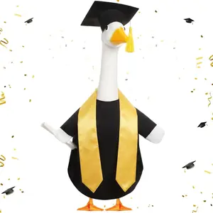 3pcs Graduation Porch Goose Outfit Plastic Lawn Goose Clothes Graduation Cap and Gown Stoles Geese Outfit for Cement Geese Statue Outdoor Patio Yard Lawn Art Decoration Graduation Decorations (Black, Typical, 23')