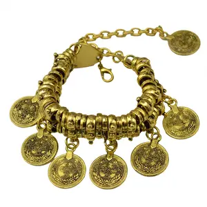New European and American Fashion Bohemian , Vintage Style Carved Coin Short , Coin Short  and Anklet Dual-use bangles  love bracelet italian cuban jewelry