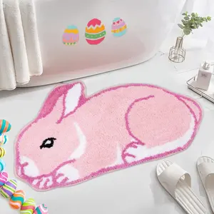 Bunny Shaped Carpet, Easter Rug, Absorbent Bath Mat, Home Decor, Easter-themed home mats,Soft and comfortable welcome mat,Suitable for living rooms, bedrooms, and indoor/outdoor entrances,Interior multi-functional area decoration,Easter gifts