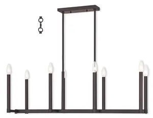 14 inch 8 Light Bronze Linear Chandelier with Steel base material