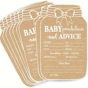 15pcs Mason Jar Baby Predictions Advice Cards, Activity Cards, Neutral Baby Shower Party Game, New Parent Message Book, Gender Reveal Wishes for Baby