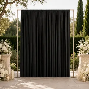 10ft x 12ft Spandex Backdrop Curtain Black, 4-Way Stretch Wrinkle-Free Photo Booth Backdrop with Rod Pockets for Wedding & Events