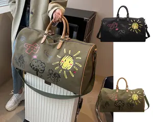 Personalized Duffle Bag, Canvas Travel Bag with Leather Strap, Weekender Bags with Name, Monogram Duffle Bag, Overnight Bag, Gift for Men