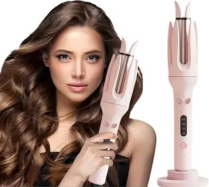 Automatic Curling Iron Hair Curler with 4 Speed Temperature Settings Ceramic Rotating Wand Anti-Scald Negative Ion Technology Travel-Friendly Design
