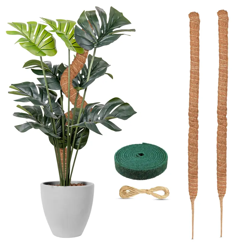 EcoNour 2-Piece Set Tubular Coconut Fiber Moss Poles (28in x 2in, 0.37 lbs) - Durable, Eco-Friendly Plant Sticks, Tube Shape Moisture-Retentive Vertical Support, Easy-Install Indoor Use Trellis for Monstera, Home Decor Gardening Accessory