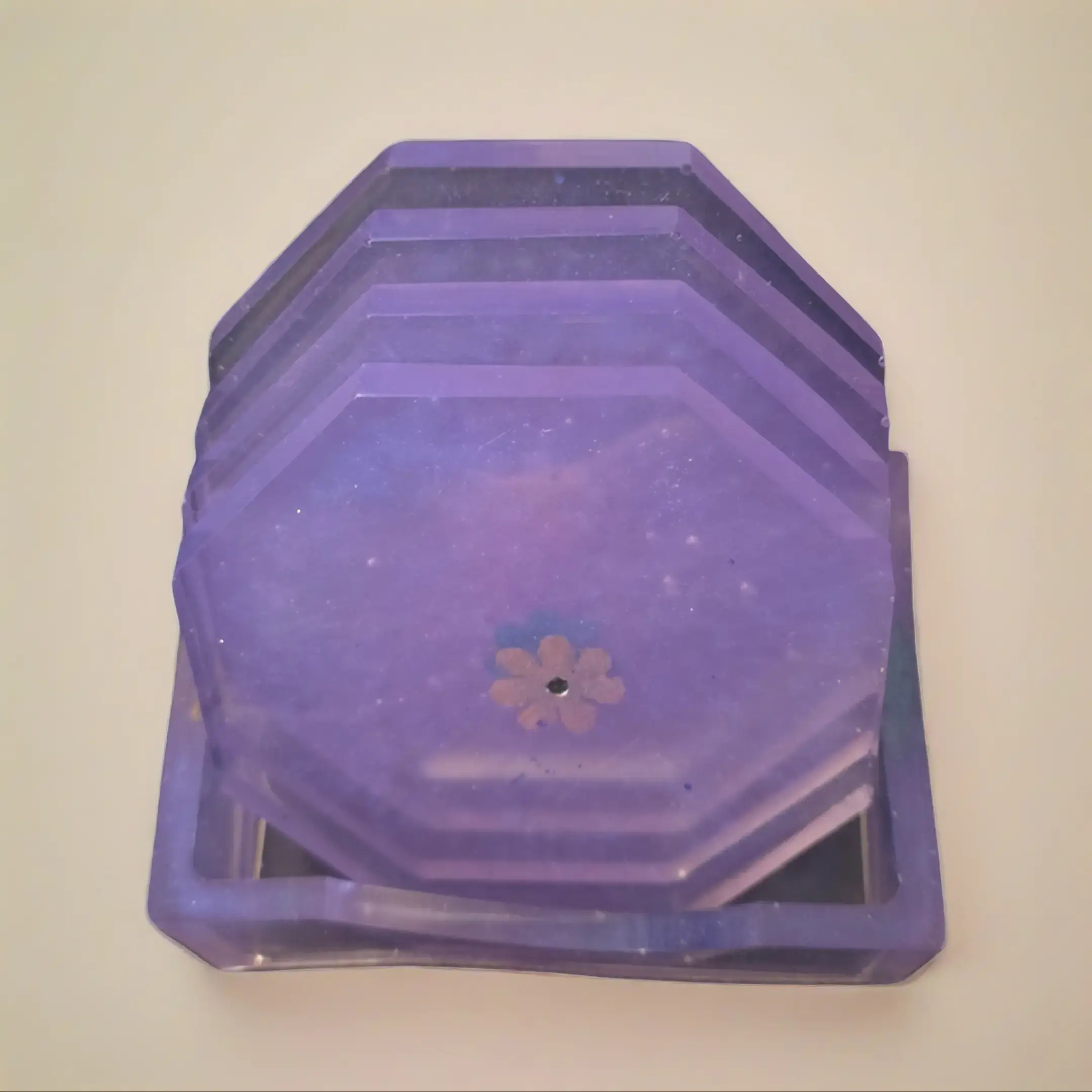 Hand-Poured Octagonal Coaster Set with Matching Stand, Kitchen Tableware Accessory
