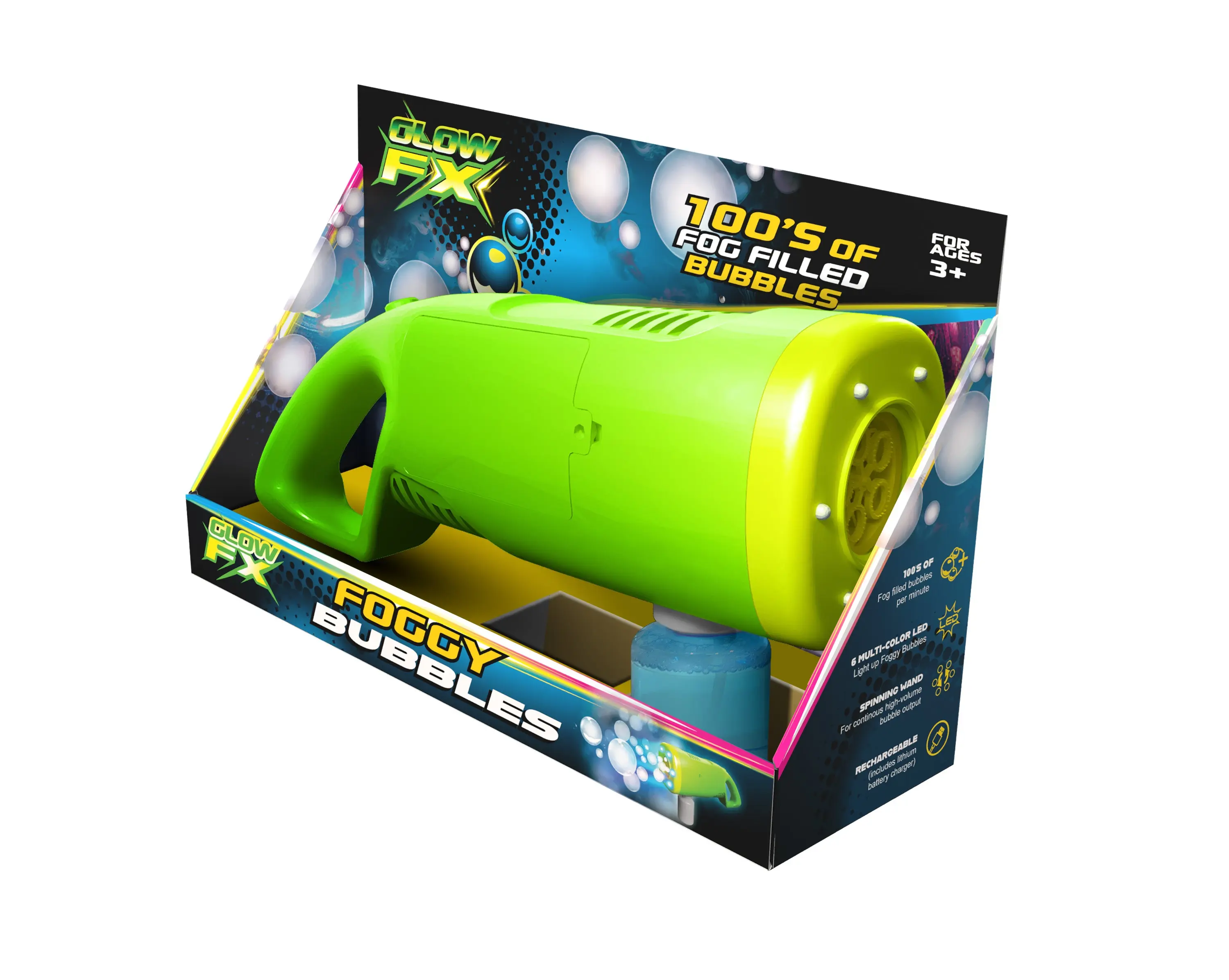GlowFX Foggy Bubble Blaster with LED Lights and Bubble Jets That