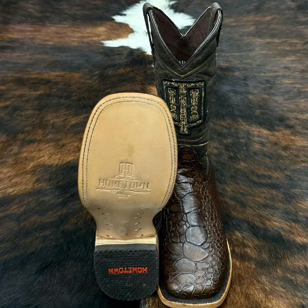 HGCC SEA TURTLE LASER ENGRAVING ON COW LEATHER HOMETOWN MEN BOOTS