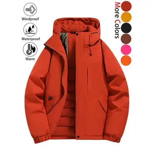 Unisex Thickened Warm Waterproof Windproof Casual Hiking Jacket Cotton Coat, Athletic outerwear, Durable Wrinkle-Resistant Hooded Zipper Pocket Outdoor Sports Top Jacket, Suitable for Wilderness Exploration Fishing Skiing, Multiple Colors Available