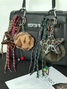 Leopard Print Star Series Bag Charm, Keychain Pendant, Compatible with Airline Tag Wallet, Perfect Gift for Bags and Backpacks, Charms For Bags, Backpack Accessories