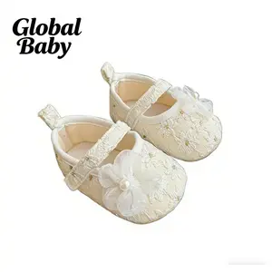 Global Baby Girl Walking Shoes Soft Sole Breathable | Butterfly Bow Sweet Flower Newborn First Walkers Slipper For Baby Girl 0-12 Months Old Baby Girl Bow Princess Baby Shoes Soft Sole