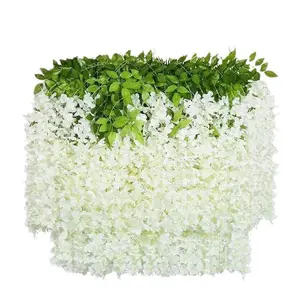 Artificial Wisteria Flowers Decor - Fake Hanging Vine Garland for Wedding/Home/Garden (UV Resistant Plastic Greenery) Faux Hanging Plant