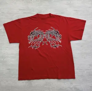 Vintage Y2K Dragon Shirt Adult Large Red Cyber Grunge Goth, Dragon tee, Unisex T-Shirt, Gift For Men Menswear Top Streetwear