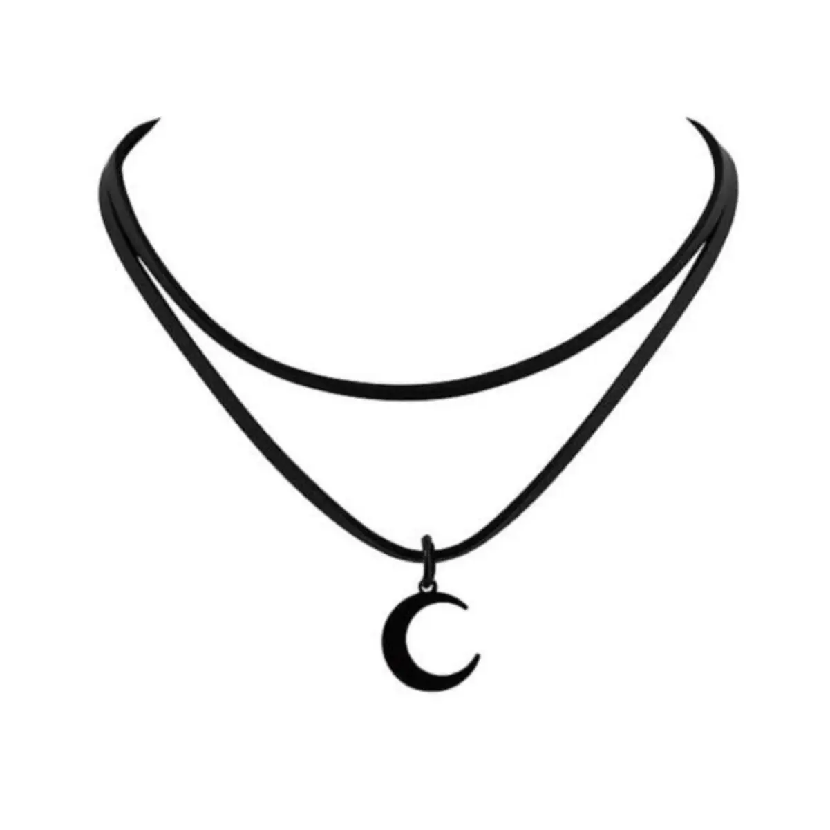 Gothic Boho Layered Black Crescent Moon Choker, Moon Necklace for Women, Gothic Emo Grunge Necklace, Goth Jewelry, Christmas Jewelry Gift for Women, Modern Fashion Accessories