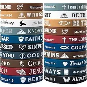 20 Piece Bible Verse Bracelets Inspirational Silicone Wristbands Faith Rubber Bracelets-Great Religious Christian Gifts for Men Women Teen