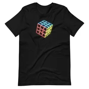 Men's Neon Cube (Dark) Graphic T-Shirt, Fashionable Casual Menswear with Natural Cotton Fabric