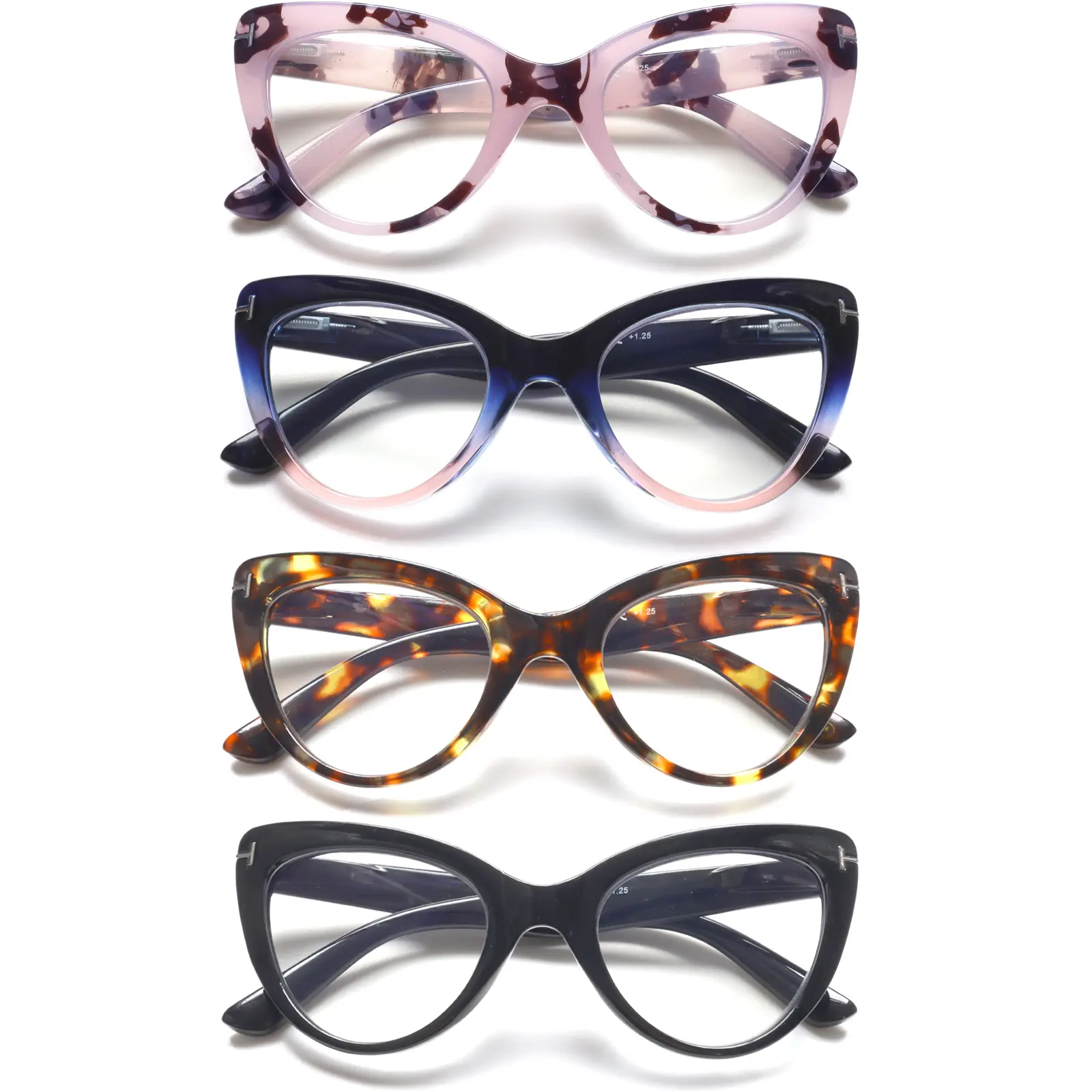 ZOELEAD 4 Pack Cat Eye Reading Glasses for Women, Blue Light Blocking Computer Readers with Spring Hinges, Retro Multicolor Fashion Eyewear, High Quality Eyewear