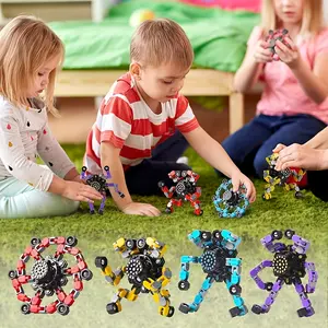 3/5/6/8pcs Transformable Finger Rotator - Colorful DIY Transformable Robot Toy Finger Toy Fun Toy Transformable Chain Robot, fidget Gyro Simple Dimple Fidget toys are suitable for birthday, graduation, Christmas and party gifts for teenagers and