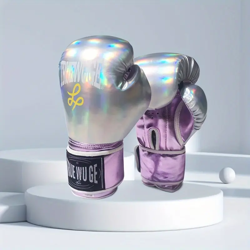 Premium Adult Boxing Gloves - 1 Pair, Hook & Loop Closure, Durable PU Material, Ideal for Sparring & Training, Purple