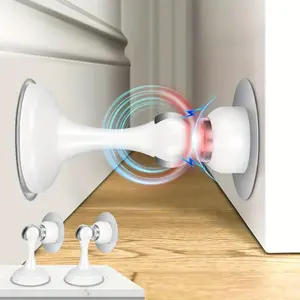 Stainless Steel Magnetic Door Stops - No Drilling, Wall and Floor Mounting, 3D Adhesive Tape to Keep Doors Open, Polished Surface, White, Door Stops, Door Hardware