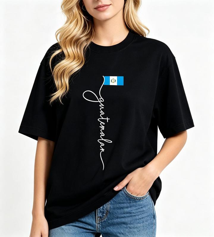 Women's Guatemalan Flag Pride Graphic Cotton T-Shirt - Short Sleeve Crew Neck Top with Fit-Focused Fabric for Beach Wear