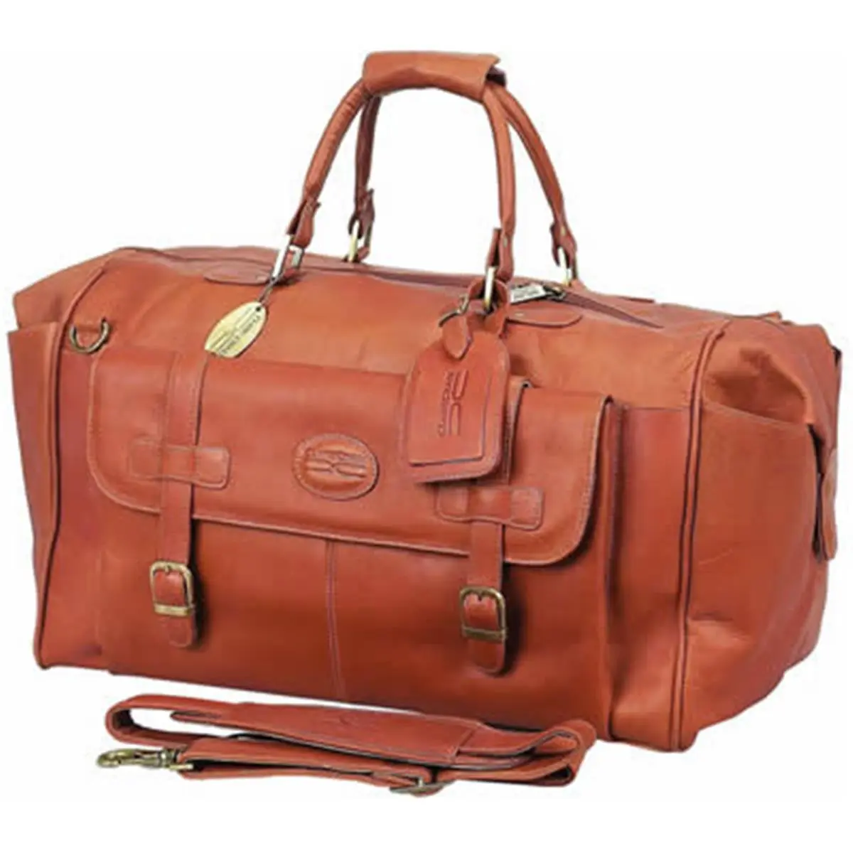 212 MAIN Claire Chase 310R-Saddle Top Grain Cowhide Magnetic Millionaire Duffel Bag - Saddle-Colored Spacious Travel Luggage, Spacious Bags for Travel