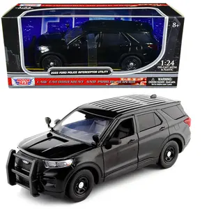 2022 Ford Police Interceptor Utility Unmarked Slick-Top Black 1:24 Diecast Model Car by Motormax