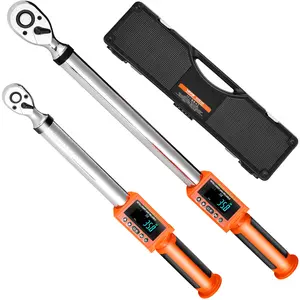 VEVOR Digital Torque Wrench Set, 2 Pieces, 1/2, 3/8 Inch Drive, 72-Tooth, 2 High Accuracy Electronic Torque Wrench with Preset Value, Buzzer and LED Notification, for Automotive Motorcycle