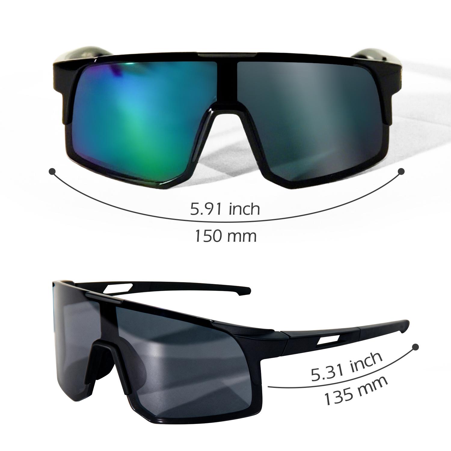 Black Frame Grey Lens Cycling Sunglasses, UV400 Protection PC Sports Glasses for Men Women