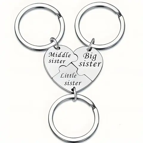 3PCS Sister Keychain Sister Gifts from Sisters Birthday Gifts from Sisters in Law Wedding Big Sisterr Gift for Girls Little Sisterr Matching Keychain Sibling Mothers Day Presents Christmas