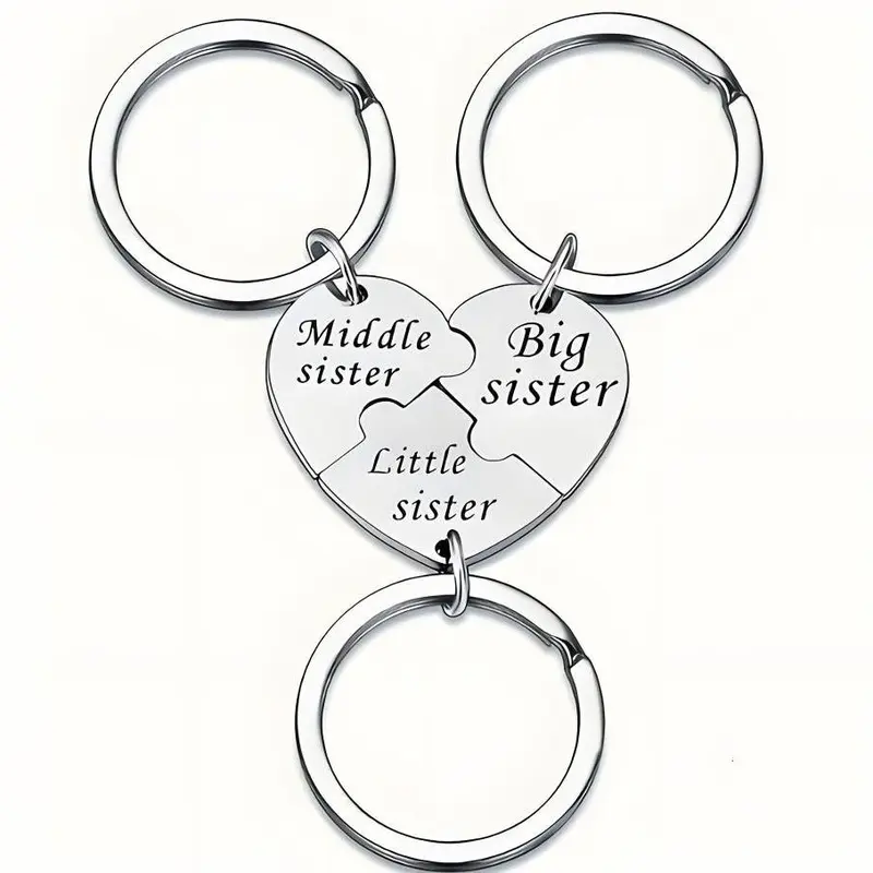 3PCS Sister Keychain Sister Gifts from Sisters Birthday Gifts from Sisters in Law Wedding Big Sisterr Gift for Girls Little Sisterr Matching Keychain Sibling Mothers Day Presents Christmas