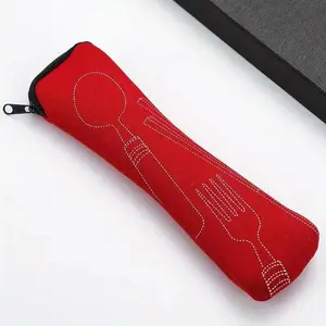 Portable Tableware Bag Cutlery Dinner Set Travel Packaging Storage Box Dinnerware Picnic Fork Spoon Without Canvas Zipper Bag Durable Storage Organizer Storage Pouch