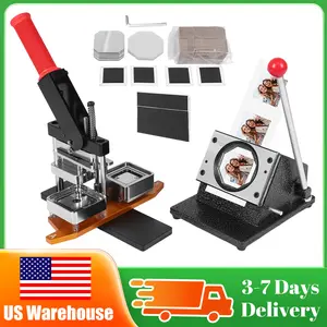 50x50mm Square Refrigerator Photo Magnet Maker Machine with 100 Sets , DIY Custom Badge Maker with Picture Cutter of Supplies of Photo Paper  for Crafting Home Use Business