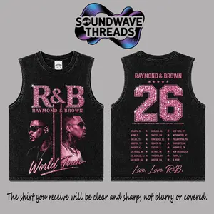 The R&B Tour Date 2026: Raymond & Brown Pink Premium Acid Washed 100% Tank Top T-Shirt, R&B Music Duo Graphic Tee, Urban Hip Hop Soul Streetwear Shirt, Concert Tour Merch, Gift for R&B Fans, Vintage Music Tee