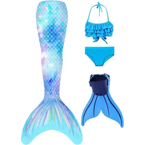 Girls Mermaid Bikini Swimsuit 3 Piece Set Princess Bathing Suit  Summer Beach Wear(HEIXAIN-R4)