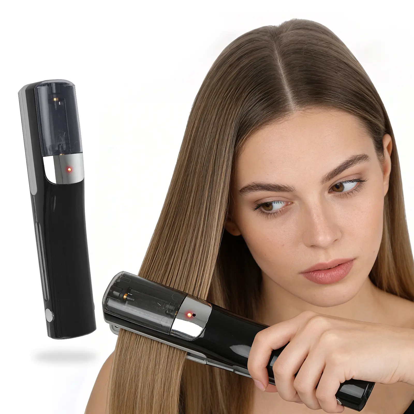 Rechargeable split hair trimmer, portable hair repair and styling tool, ideal gift choice for cordless smooth haircut.