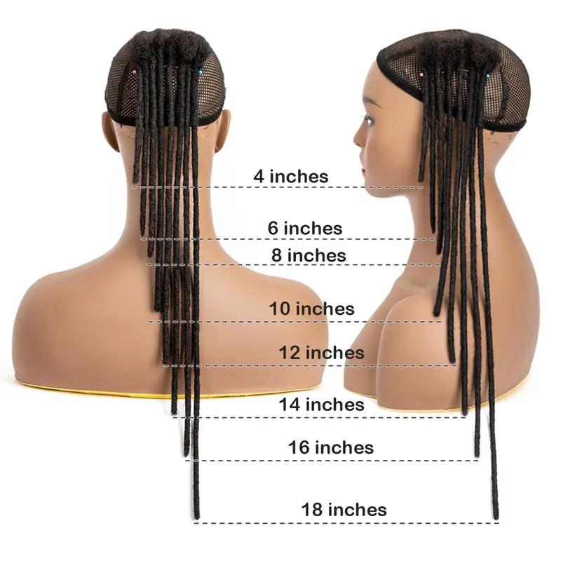 CCLG 0.6cm Width Quick-Install Handmade basic style Dreadlocks 100% natural Human Hair Dyeable Bleachable 4-12in add  length for Man Women Kids Braided Hair Extensions Glueless Reusable Bleach Dye Safe Afro-Kinky Texture
