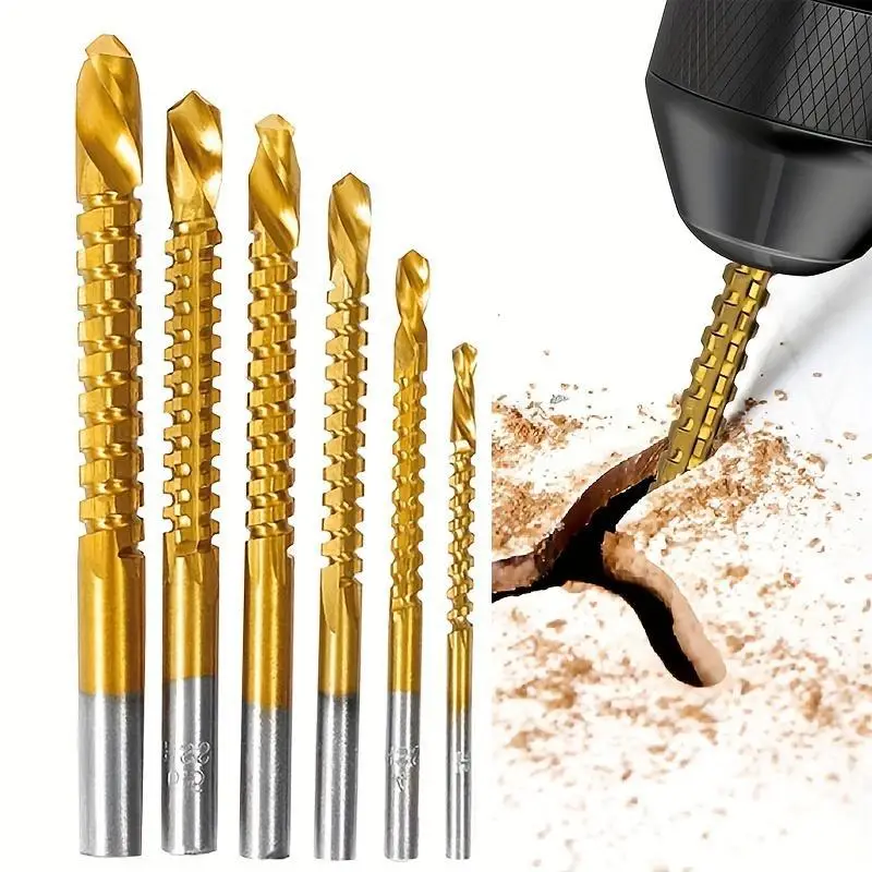 Titanium-plated High-speed Steel Drill Bit, High Speed Steel Drill Bit Set, Tool Accessories, Electric Drill Bit Set for Woodworking, Metalworking, Dr
