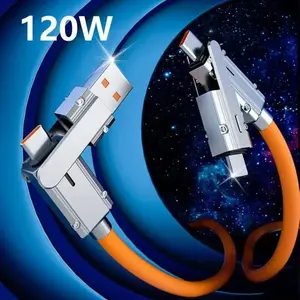Super Fast Charging Dual Port Data Cable 6a Triple-In-One Phone Charger for Huawei Apple Android Phones, A-C Scp Protocol 66w Max, C-C 60w, Type C Charging Multifunctional Charging Cable Typec Cable