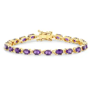 Genuine Purple Amethyst Tennis Bracelet Silver