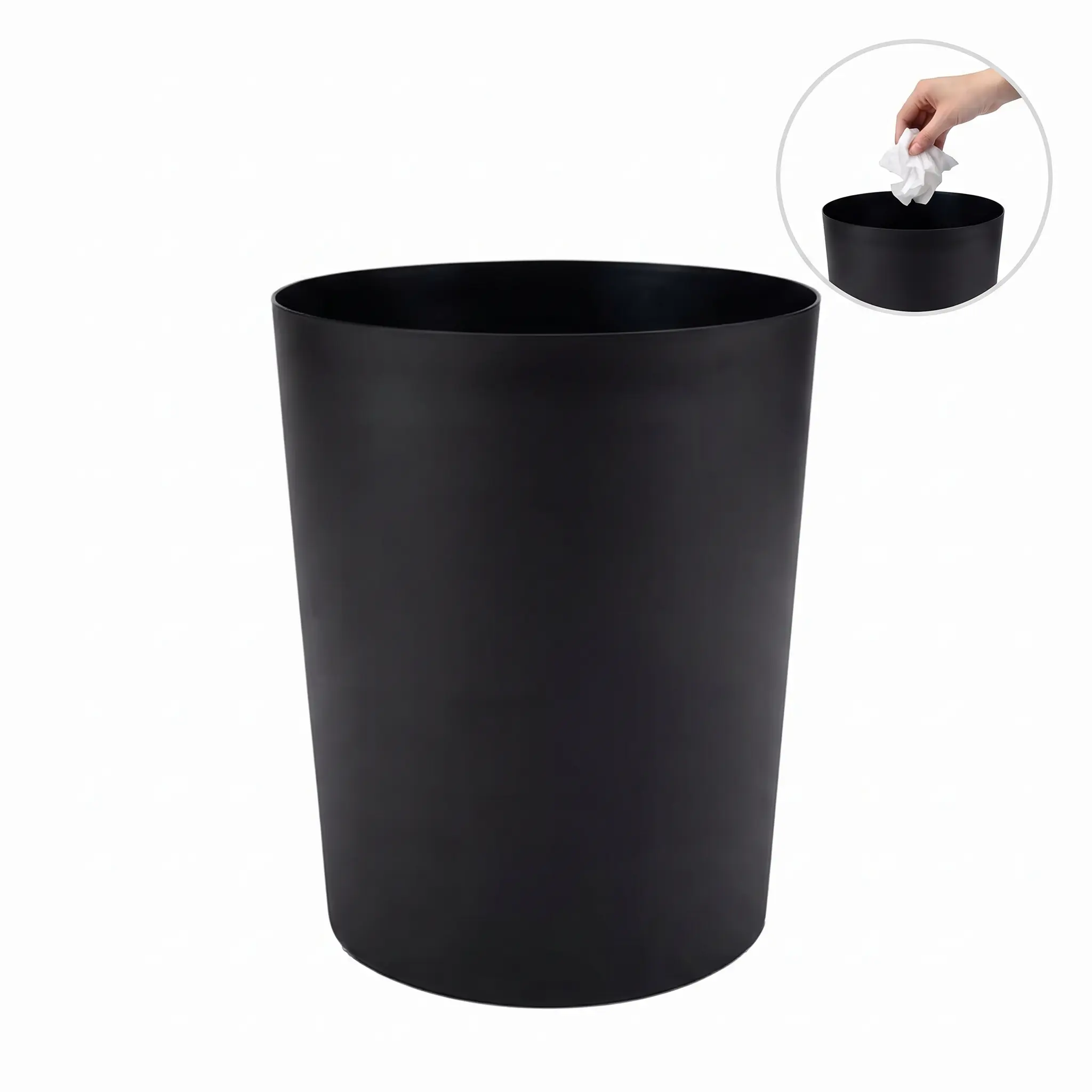 5 Gal Plastic Round Open-Top Wastebasket, Bathroom Bin for Home & Office Organization
