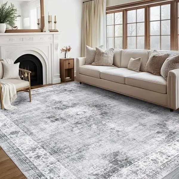 【GARVEE】Vintage Area Rugs in Various Sizes and Colors - Soft, Low-Pile, Distressed Medallion Patterns, Machine Washable, Non-Slip, Stain Resistant, Foldable, Perfect for Living Room, Bedroom, Dining Room, Office