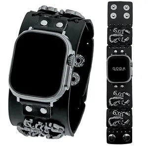 GOGARAMA  3D Scorpion Leather Watch Band Compatible with Apple Watch 49mm-38mm, Steampunk Style Iwatch Ultra2/ultra Strap, Stylish & Durable Design, Smartwatch Strap