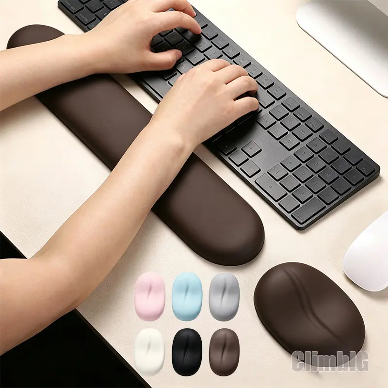 Coffee Bean Ergonomic Mouse Wrist Rest, Slow Rebound Memory Foam Wrist Support Pad, Cute Office Desk Accessory for Computer, Gaming & Laptop, Pressure Relief Wrist Cushion, WFH Desk Setup Essentials