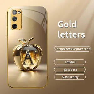Suitable for [Galaxy S20 Fe] New high-end gold letter glass mobile phone case New business simple metal paint electroplated gold glass mobile phone case Affordable price Anti-drop and anti-fingerprint 995