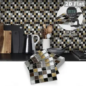 10 Sheets Self-Stick Tile Stickers, Moisture-Proof, Mould-Proof & Decorative Wall Tiles, Kitchen Bathroom Decoration, Ideal for Kitchen & Bathroom, 23cm X 17cm