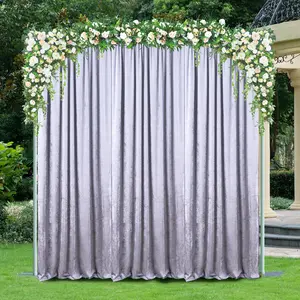 16 ft x 57" Ice Crushed Velvet (200 GSM) Event Backdrop Curtain Drape Panel - Silver (1pc)