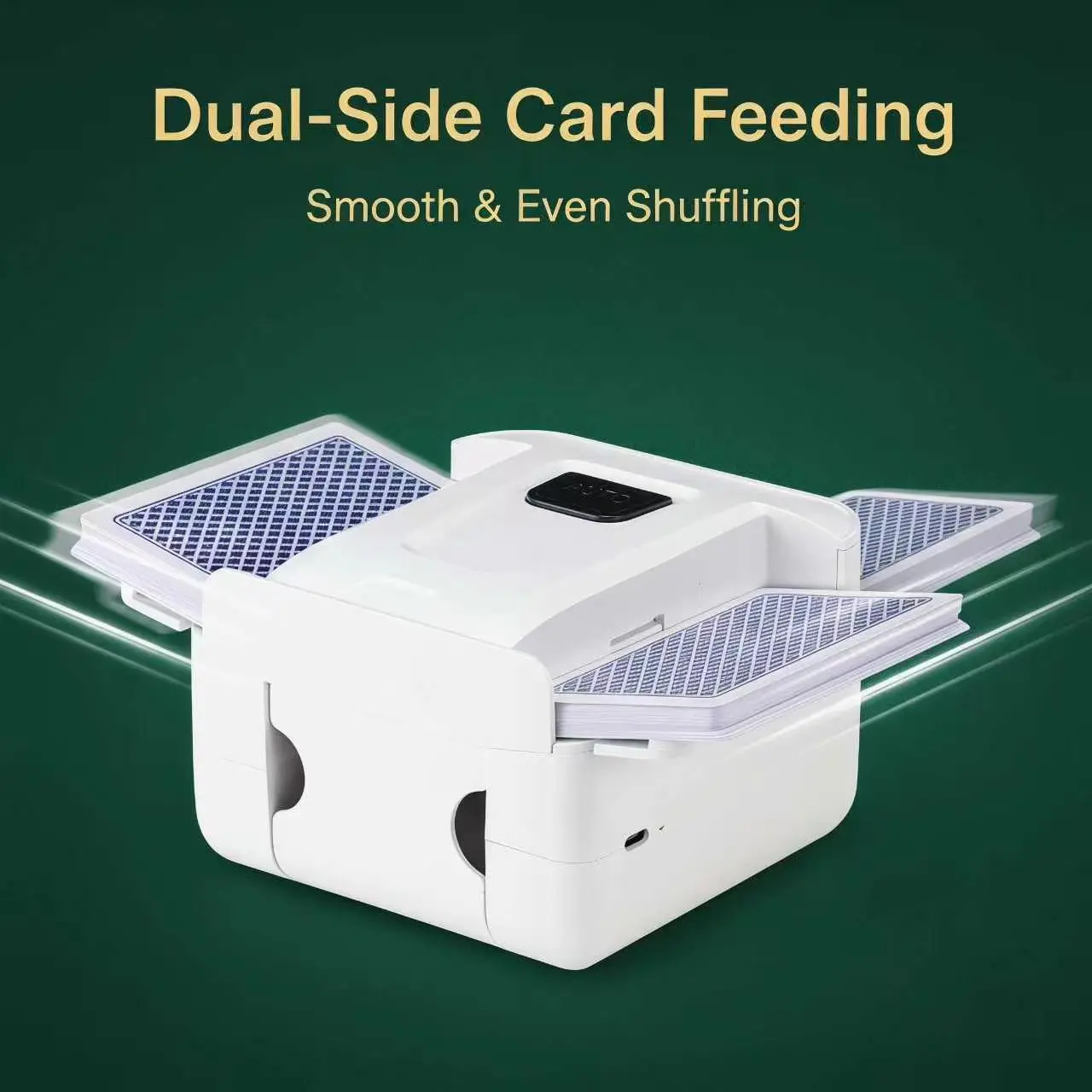 Rechargeable Automatic Card Shuffler, 1-2 Decks Electric Card Shuffling Machine with Auto & Manual Modes, Battery Operated Card Mixer for Poker, UNO, Family Game Night, Board Games & Casino Party