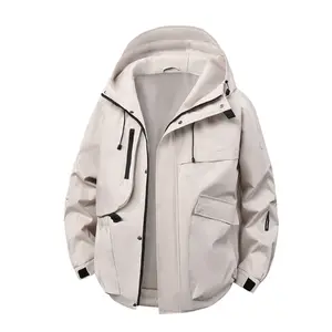 Men's Heavyweight Jacket for Fall and Winter - Windproof and Waterproof Layer, with Adjustable Hood and Zippered Pockets - Insulated Coat for Hiking, Camping, and Everyday Wear - Non-Stretch Fabric Construction, Camping Essentials, Sporty Style, Outdoor-R